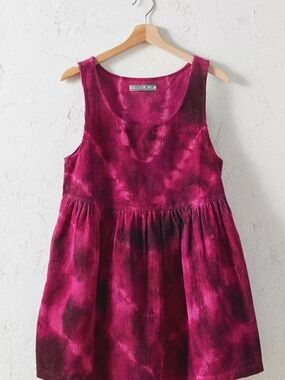 Womens Kimchi Blue Urban Outfitters Tie-Dye Corduroy Babydoll Dress - Size M